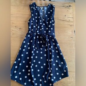 A New Day Women’s Sleeveless Blue‎ Polka Dot Dress XXL vNeck Waisted Preloved